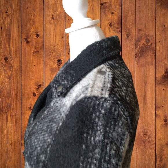 Divided H&M Women's Size 2 Wool Blend Plaid Belted Moto Biker Jacket Black/Gray - Picture 7 of 11